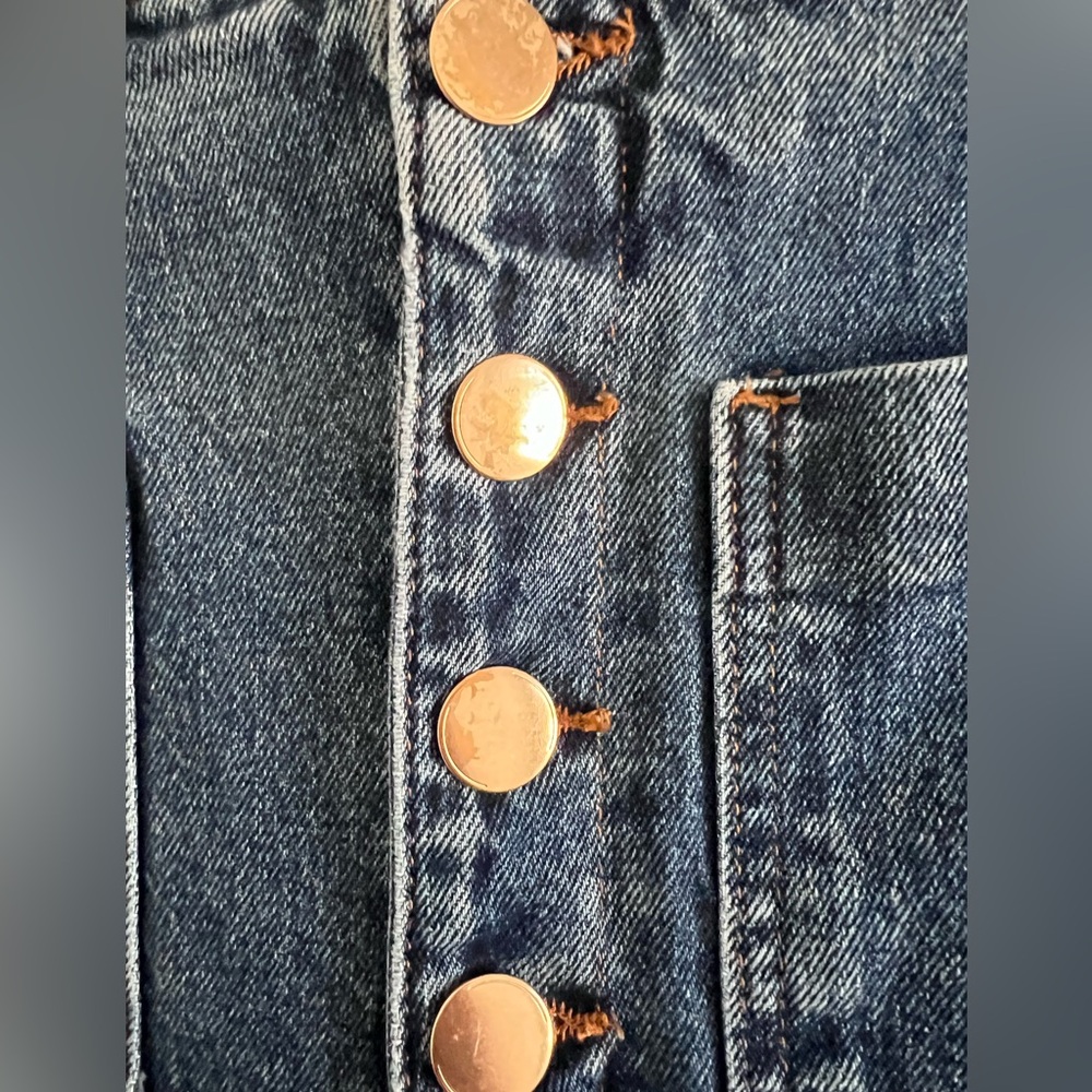 Zara Blue High Rise Wide Leg Cropped Jeans Pants size 12 - Picture 6 of 10